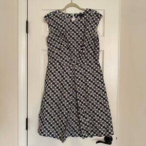 Women’s Brooks Brothers Black&White Gingham Plaid Print Cap Sleeve Dress Size 10